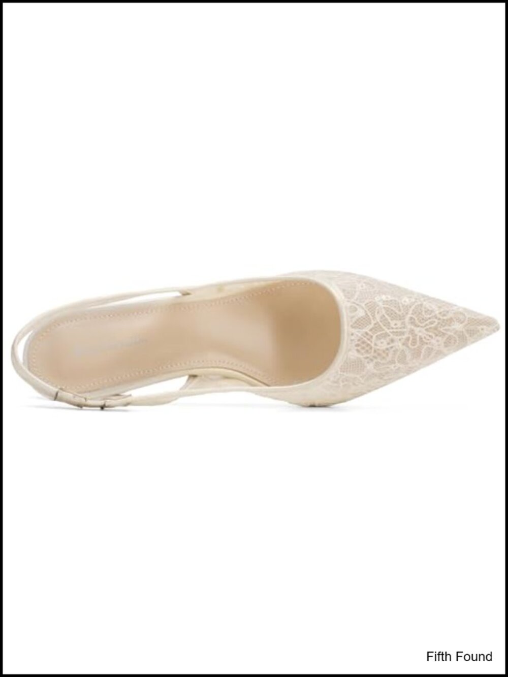 Lace Mesh Slingback Kitten Heel Pointed Toe Pumps - Picture 5 of 6